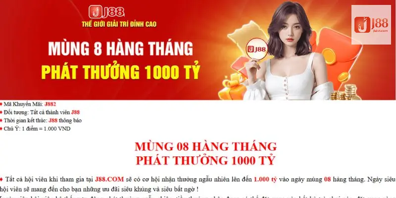 Thưởng mùng 8 hàng tháng